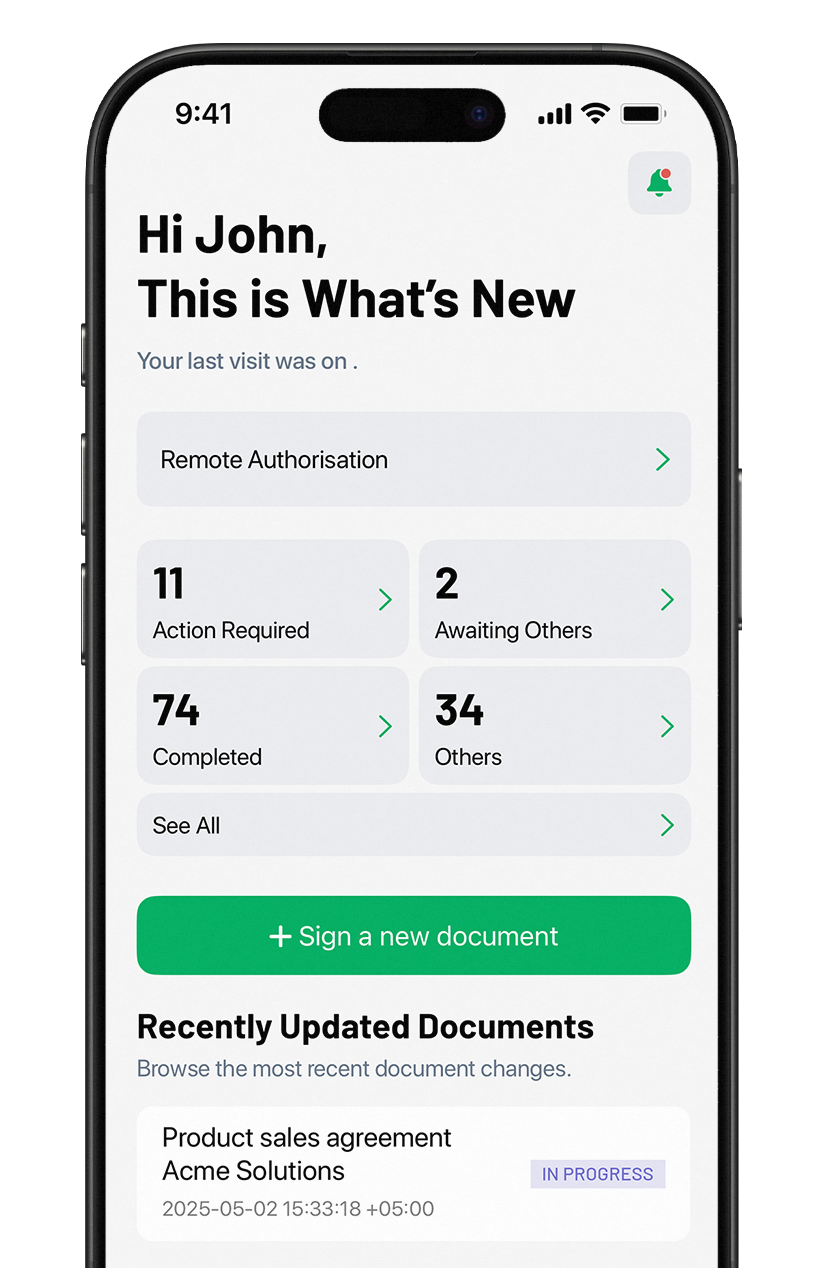 SigningHub Mobile Application Interface