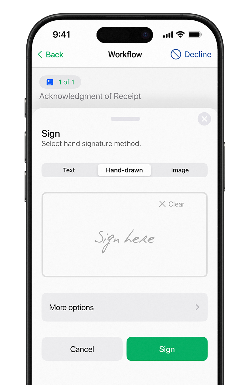 SigningHub Mobile Application Interface